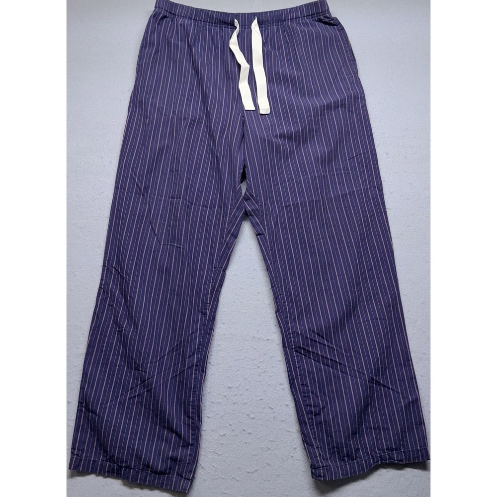 Old Navy Lounge Pajama Pants Men's Large Purple Pinstripe Drawstring Cotton
